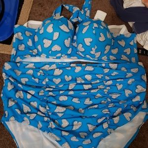 Torrid blue with hearts Bikini set
